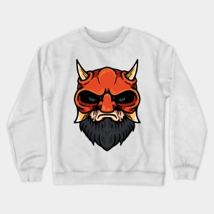 Bearded Man With Oni Mask Crewneck Sweatshirt